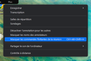 Zoom Masquer la barre d'outils